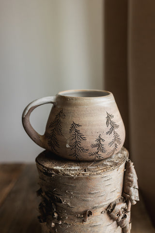 16 oz Marbled Clay Forest Mug in White
